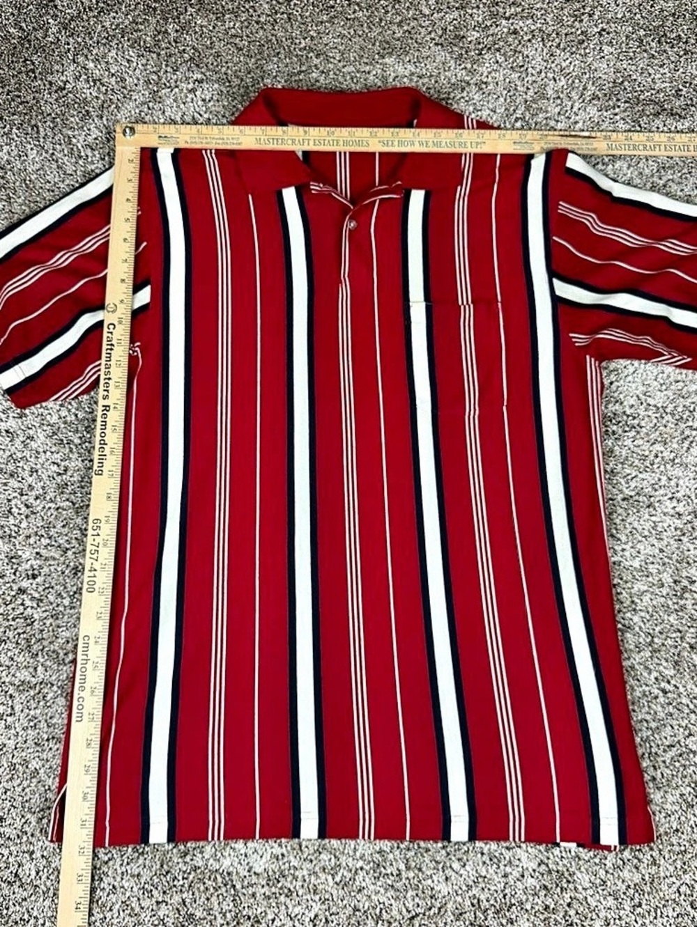 Vintage Sz Large Men’s Puritan Vertical Striped Polo Shirt Red White Blue - Picture 5 of 8